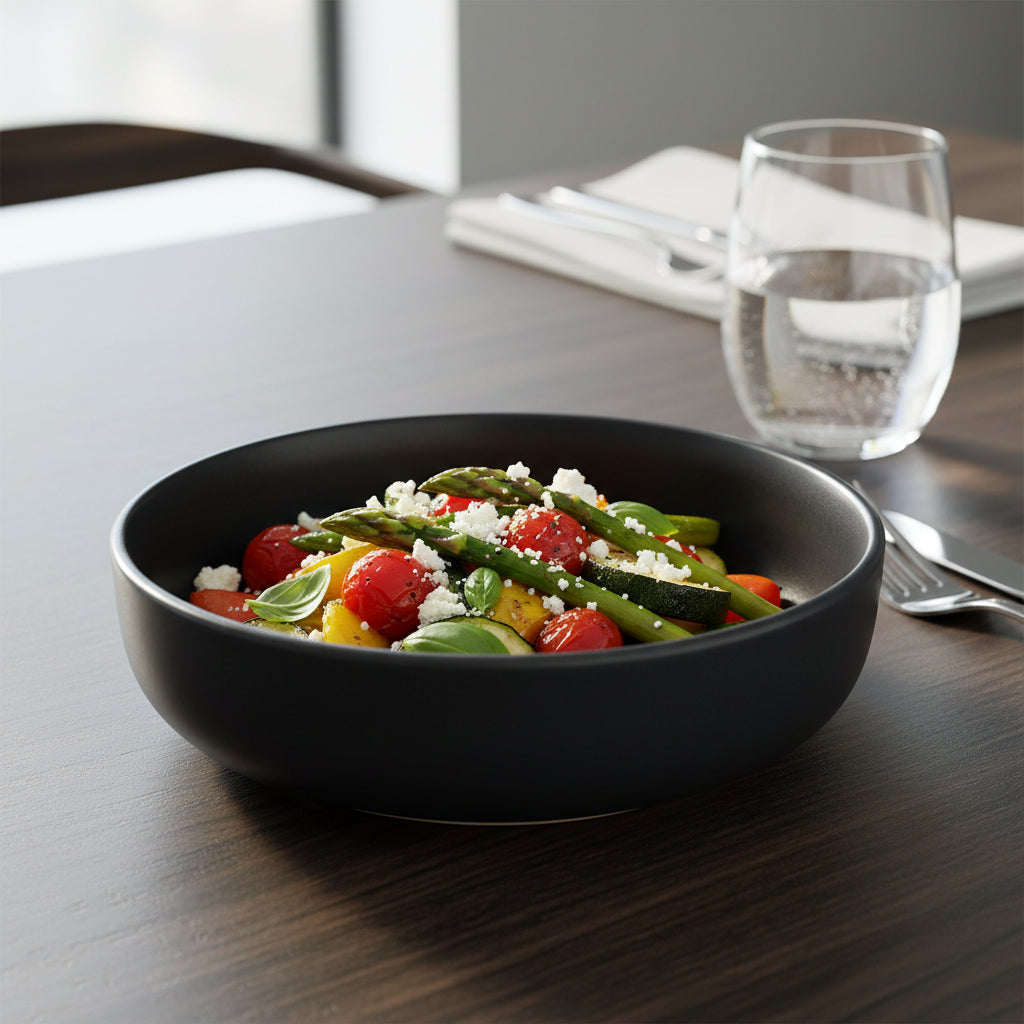 6pc 21cm Ceramic Deep Plate – Matte Black