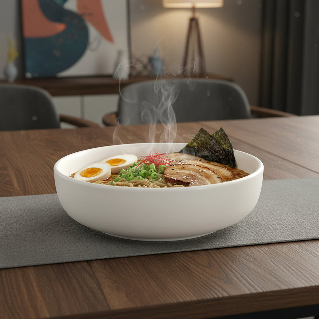 6pc 21cm Ceramic Deep Plate – Light Matte Beige