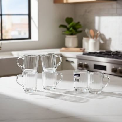 48pcs Luminarc Striped Clear Stackable  250 ml Glass Mugs -V0821
