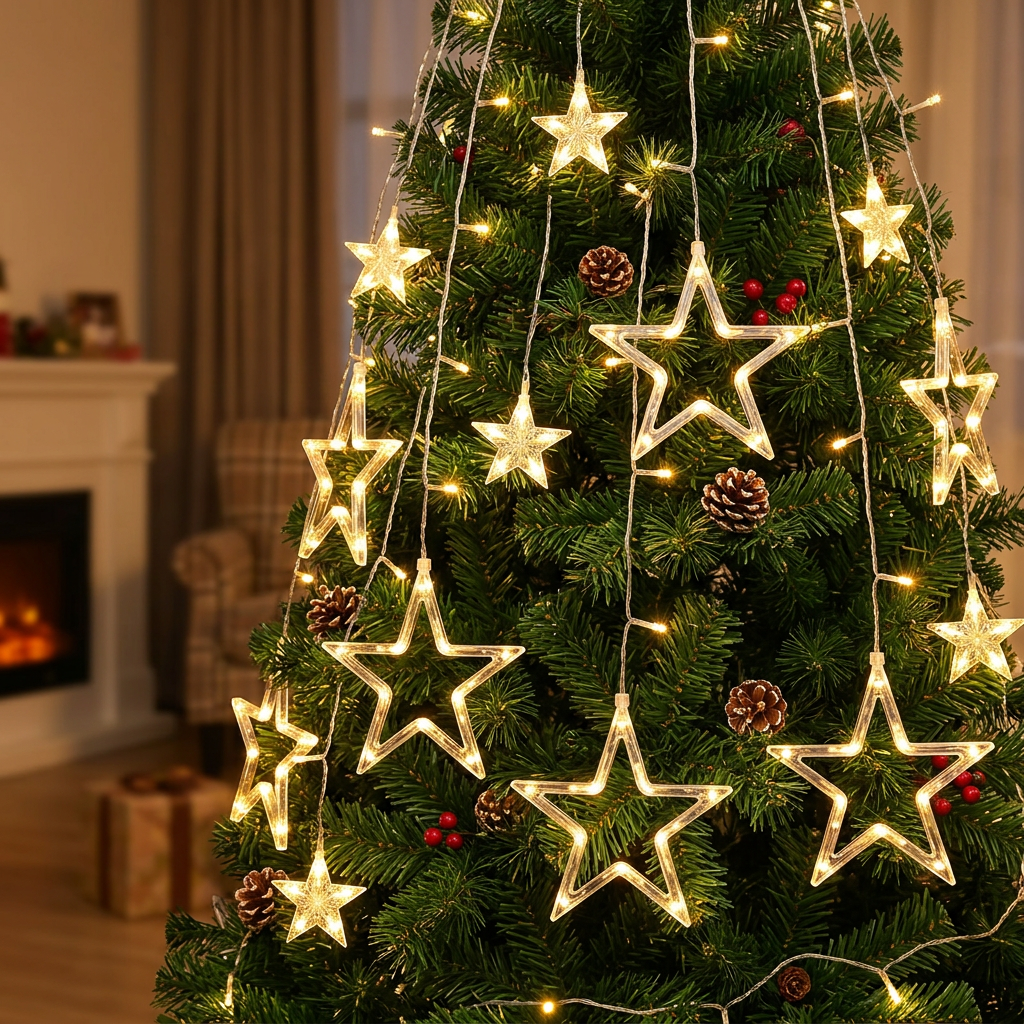 1 × 3m star curtain lights in warm white for bedroom, window and party decorations, available in Nairobi, Kenya