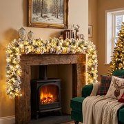 2.7m snow flocked Christmas garland with inbuilt lights, available in Nairobi, Kenya.