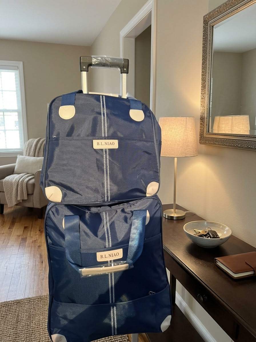 Dark Blue: 2 in 1 trolley travel bag set in dark blue, 45 × 21.5 × 39cm and 37 × 27 × 17cm, available in Nairobi, Kenya.