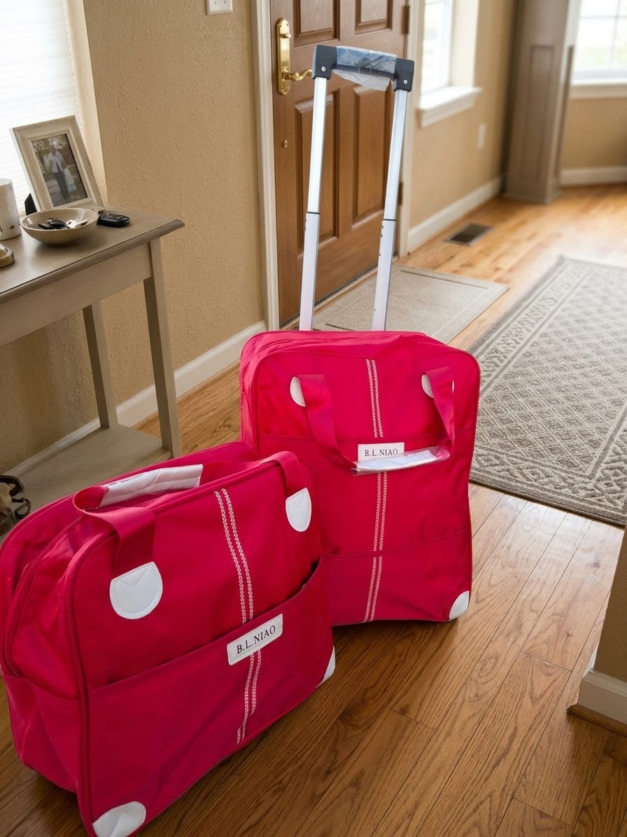Red: 2 in 1 trolley travel bag set in red, 45 × 21.5 × 39cm and 37 × 27 × 17cm, available in Nairobi, Kenya.