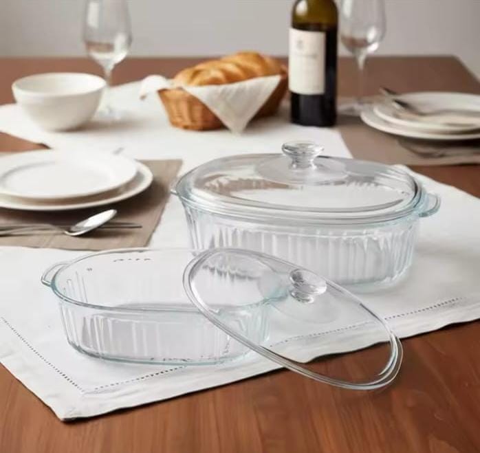 2-piece oval heat-resistant glass baking and serving casserole set with 2800ml and 1800ml dishes, available in Nairobi, Kenya