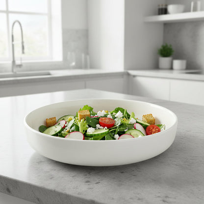6pc 20cm Glossy White Ceramic Deep Plate set