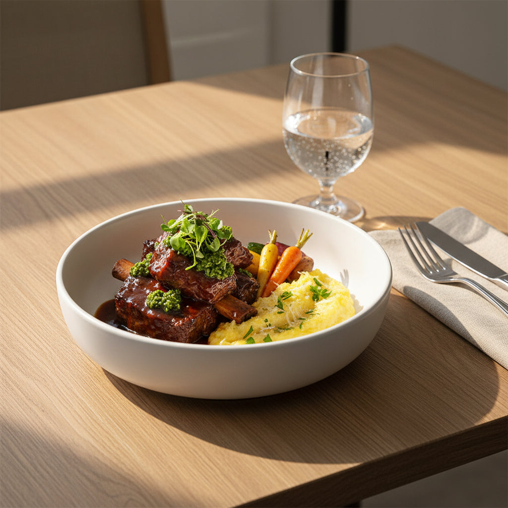 6pc 21cm Ceramic Deep Plate – Matte White