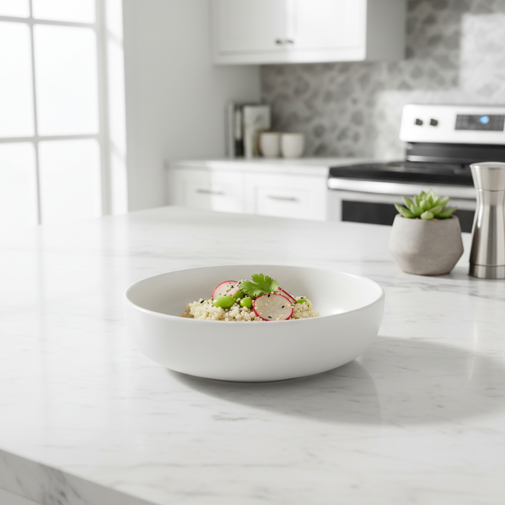 6pc 21cm Ceramic Deep Plate – Matte White