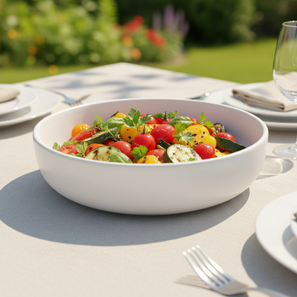 6pc 21cm Ceramic Deep Plate – Matte White