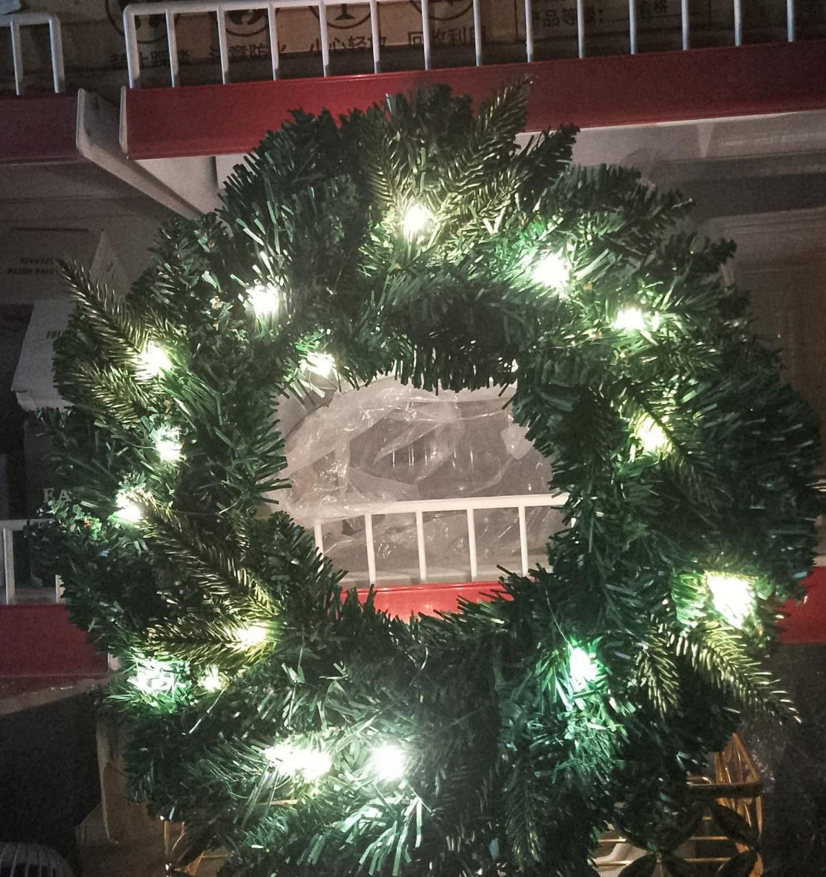 38cm Pre Lit Christmas Wreath with LED Lights