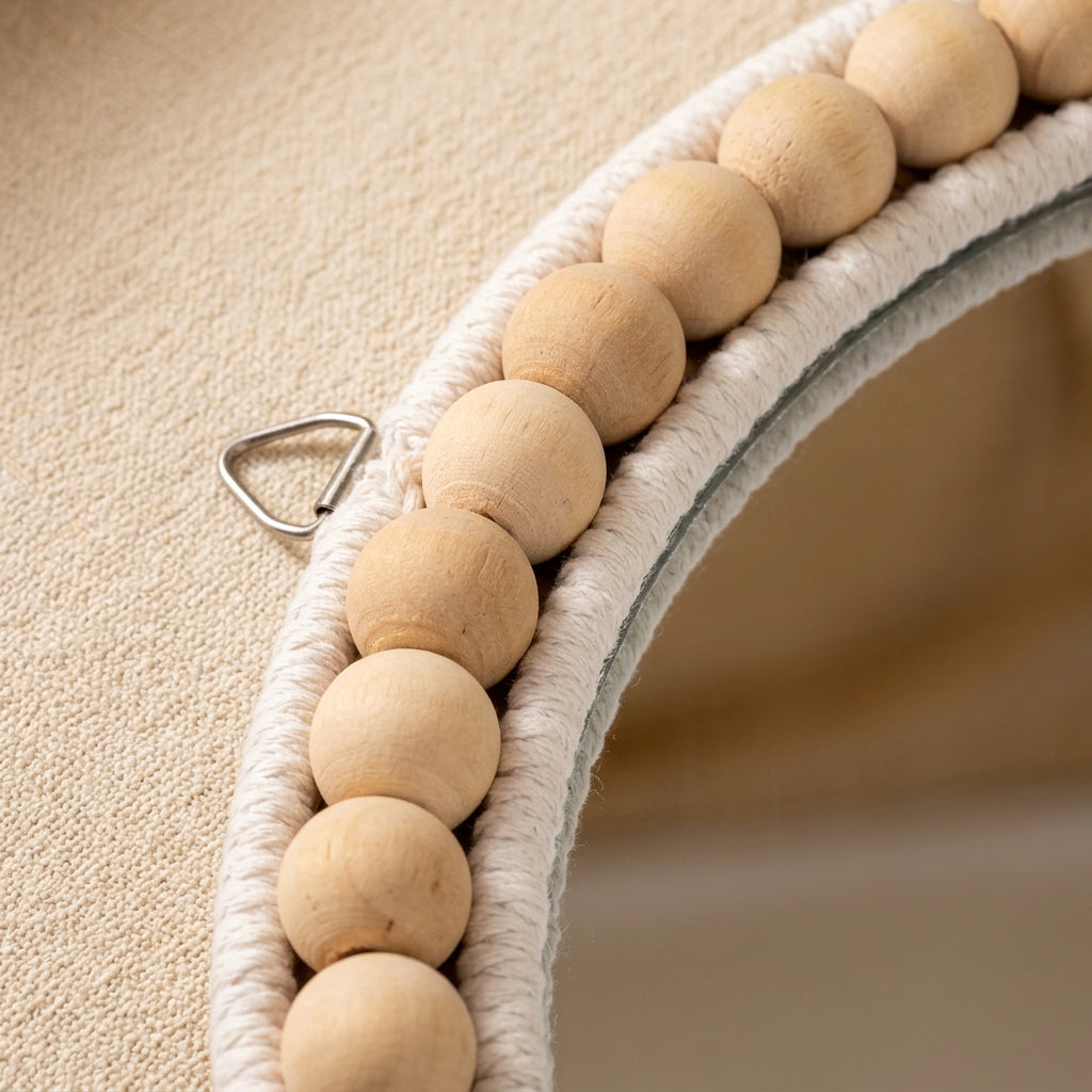 36cm Round Boho Beaded Mirror and Decorative Tray