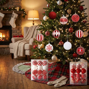 24 piece 6cm Christmas baubles set with glitter, metallic, matte and patterned finishes, available in Nairobi, Kenya.