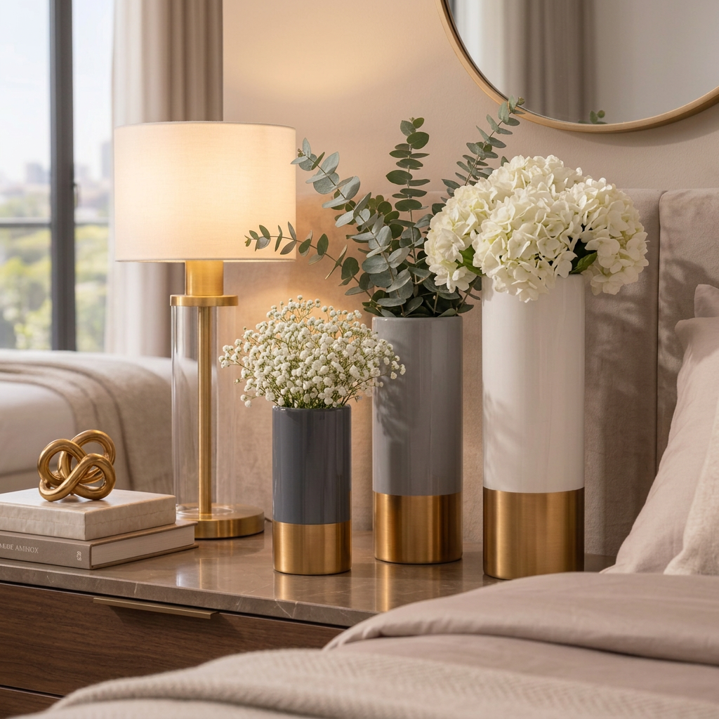 Gold Accent Decorative Vases in Small, Medium and Large Sizes
