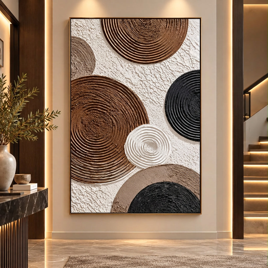 100 × 140cm Multi Tone Abstract Wall Art with Earthy Colours and Organic Circular Patterns available in Nairobi, Kenya