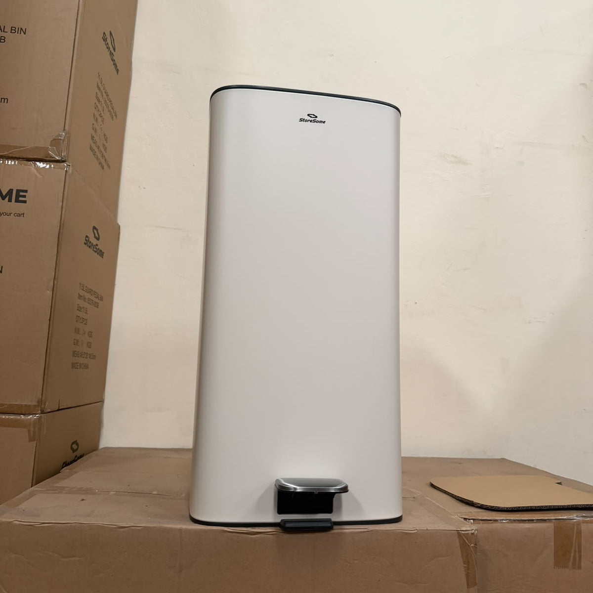 SS 28L Rectangular Cream Stainless Steel Pedal Bin with Soft Close Lid and Removable Inner Bucket