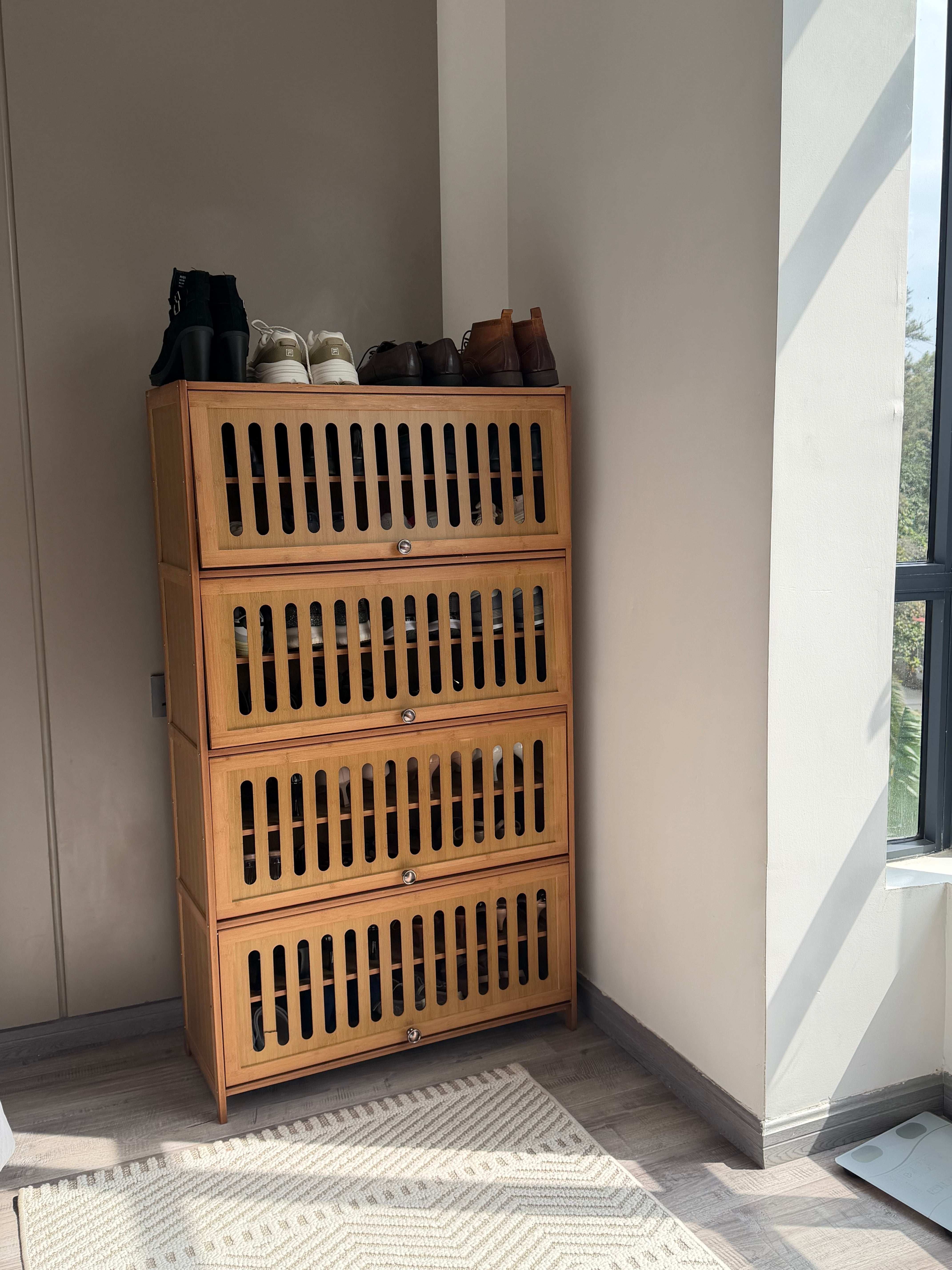 9 Layer Bamboo Shoe Rack Storage Cabinet