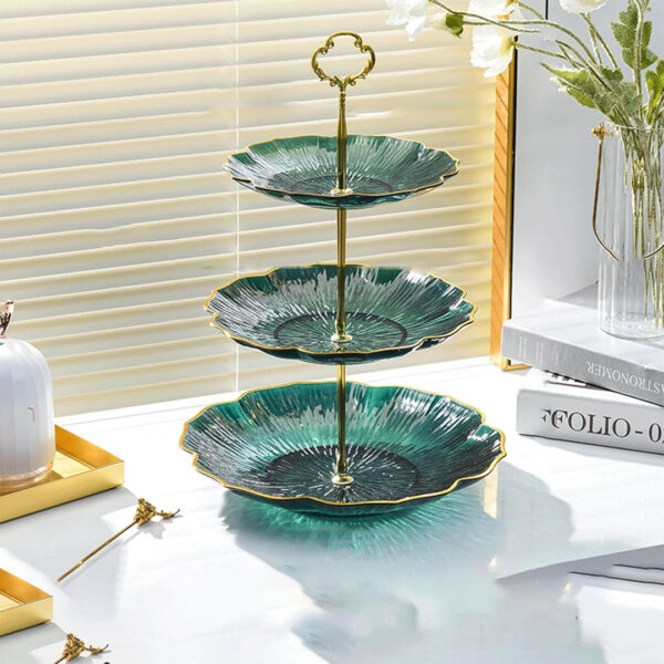 3-Tiered Acrylic Dessert Stand with Gold Accents
