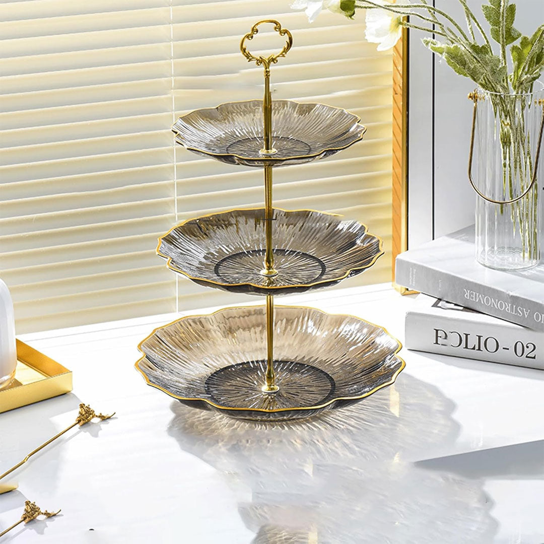 3-Tiered Acrylic Dessert Stand with Gold Accents