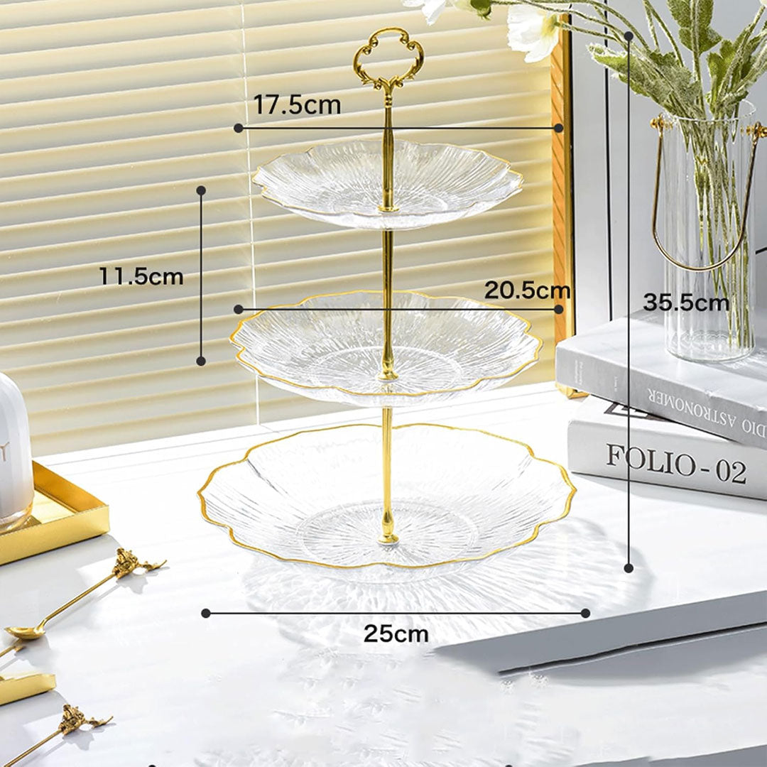 3-Tiered Acrylic Dessert Stand with Gold Accents