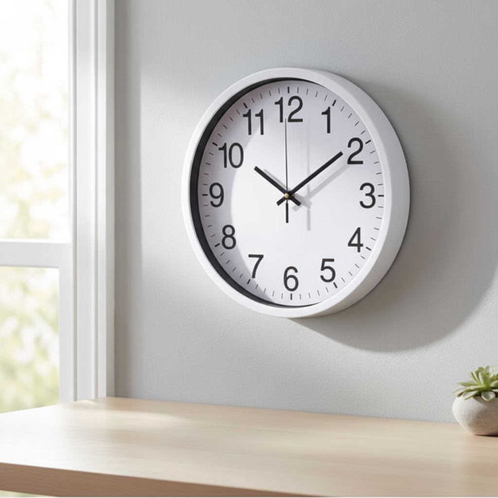 30cm Wall Clock with White Frame