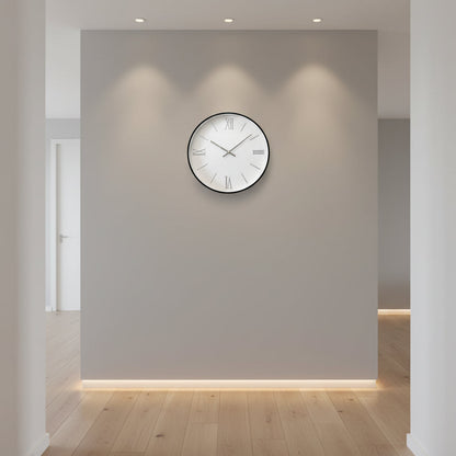 Black & White Wall Clock with Roman Numerals