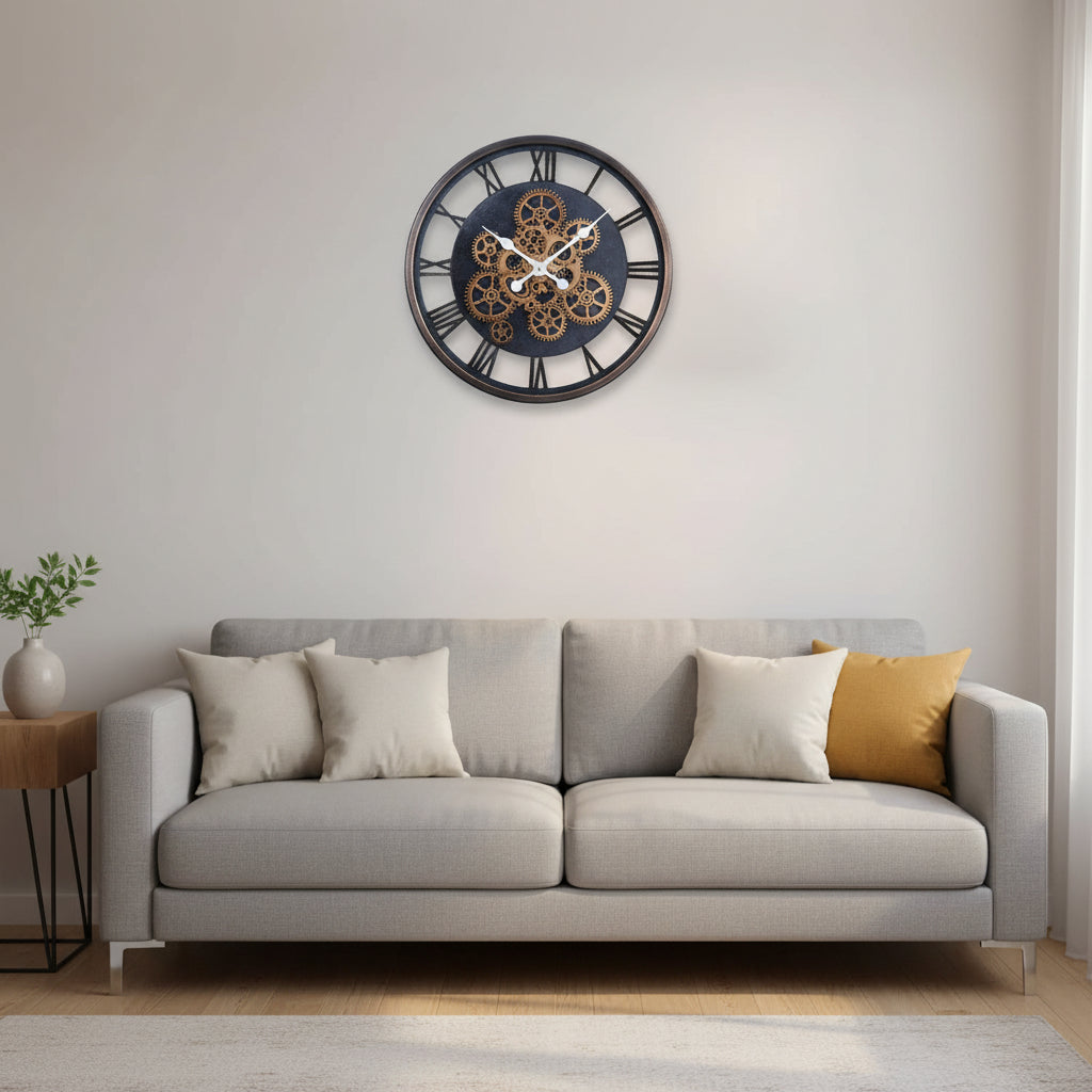 37.5cm Rose Gold Gear Wall Clock