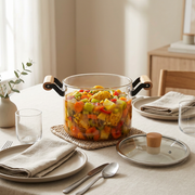 4.5 litre heat-resistant glass cooking pot with bamboo handle, available in Nairobi, Kenya