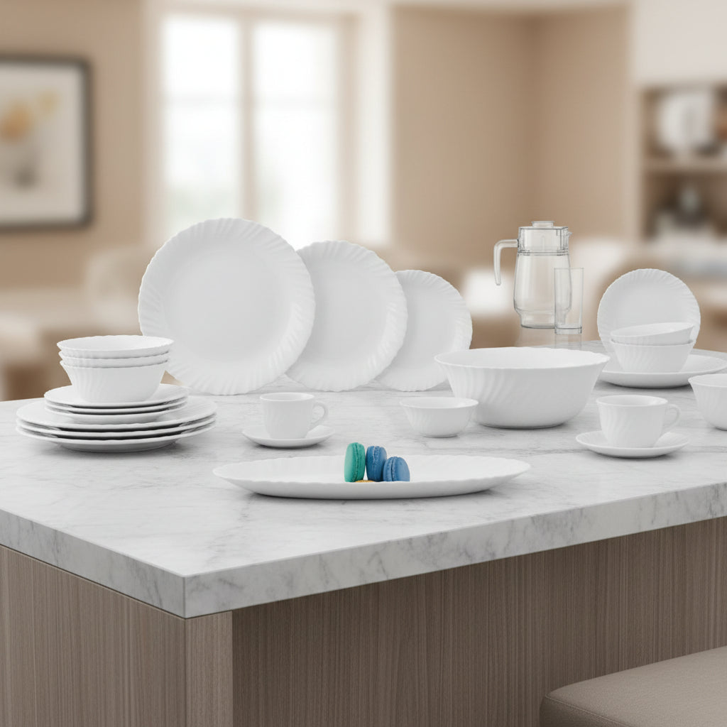 Luminarc Feston White Opal Dinner Set 46pc -V4900
