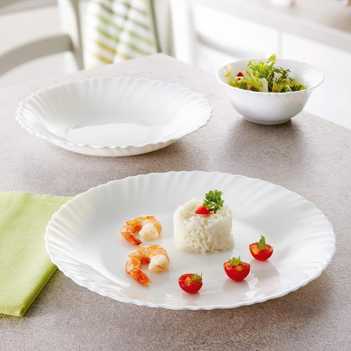 Luminarc Feston White Opal Dinner Set 46pc -V4900