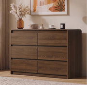 47-inch walnut 6-drawer dresser chest of drawers with curved design and anti-tipping structure, available in Nairobi, Kenya