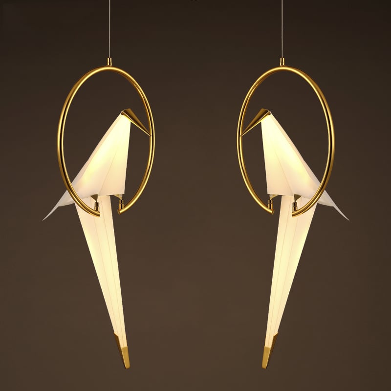 Gold Ring Origami Bird Pendant  Ceiling Light