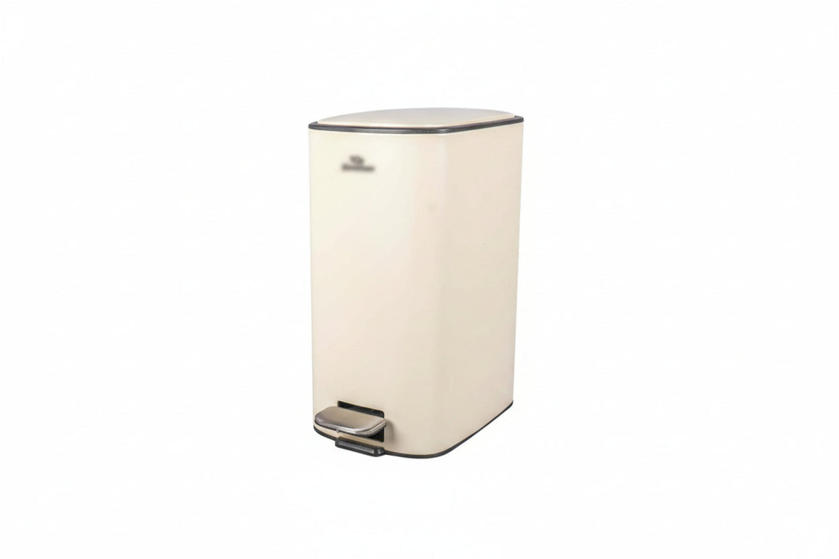 SS 5L Stainless Steel Rectangular Pedal Bin with Soft Close Lid and Removable Inner Bucket – Cream