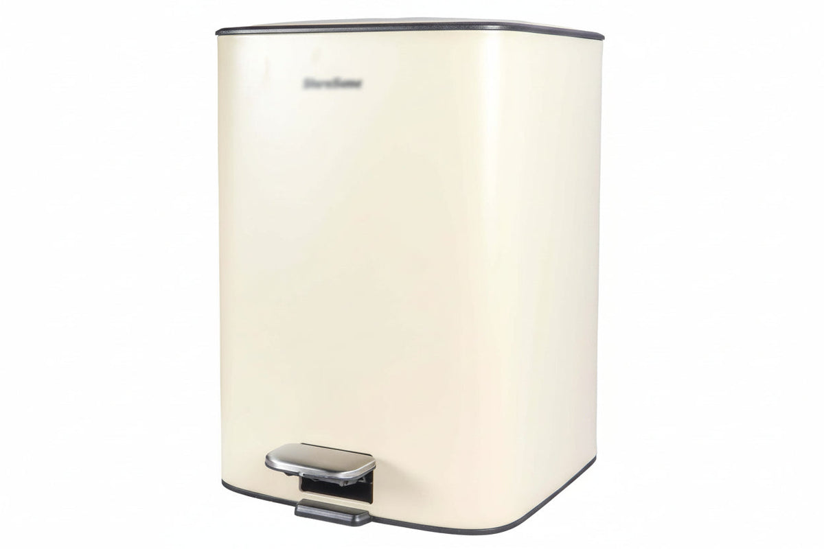 SS 5L Stainless Steel Rectangular Pedal Bin with Soft Close Lid and Removable Inner Bucket – Cream