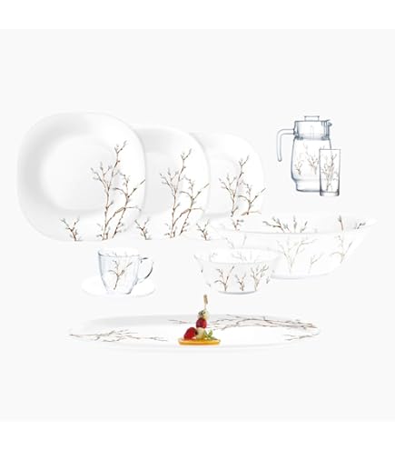 Luminarc Neo Carina Glass Dinner Set, 46-Piece – Hana White, N2314