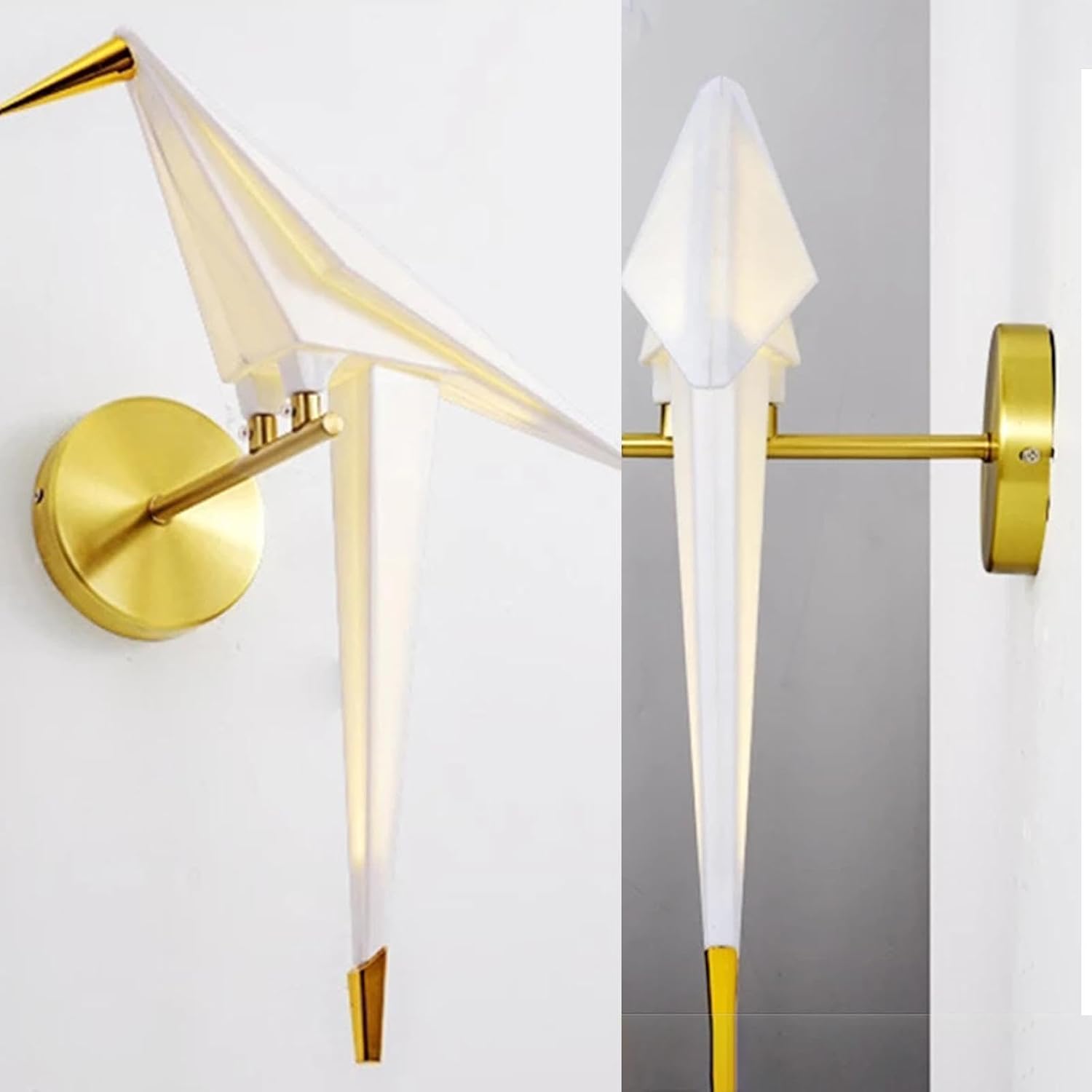 Geometric Origami Bird Wall Sconce  Gold Lamp
