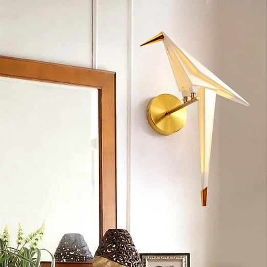 Geometric Origami Bird Wall Sconce  Gold Lamp