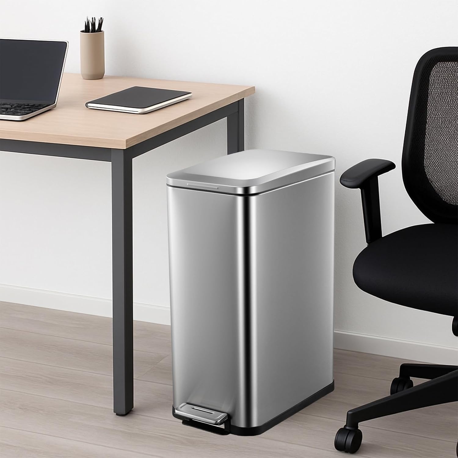 50 Litre Stainless Steel Step Bin with Soft-Close Lid