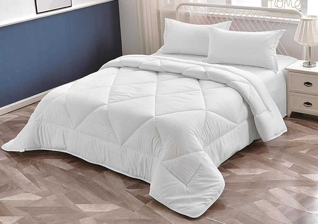 6 × 7 ft striped binded cotton duvet set with matching bedsheet and 2 pillowcases in white, available in Nairobi, Kenya