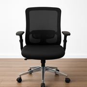Mid back office chair with aluminium star base ergonomic padded swivel seating for office use