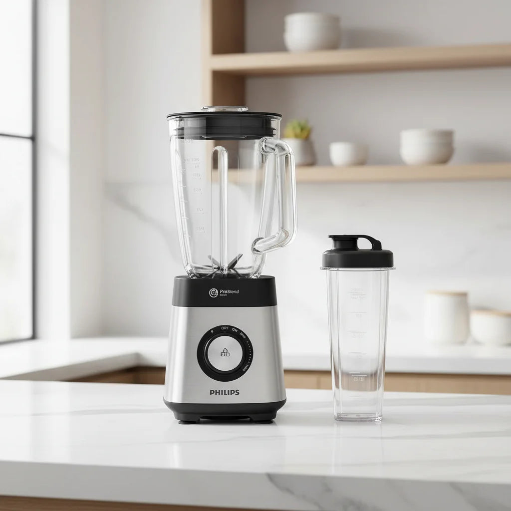 5000 Series Blender – 1000W ProBlend Crush, 2L Glass Jar, On-the-Go Tumbler HR3573/91