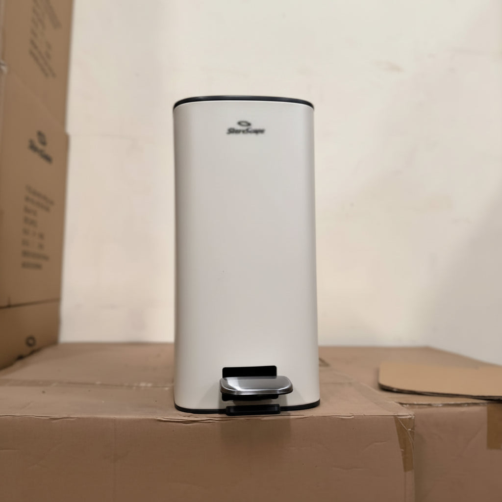 SS 11.5L Stainless Steel Rectangular Pedal Bin with Soft Close Lid and Removable Inner Bucket – Cream