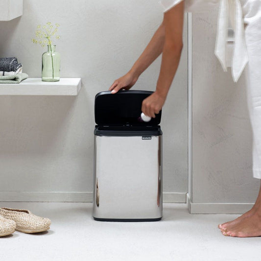 Bo pedal waste bin brilliant steel compact modern pedal bin for bathroom kitchen and office use