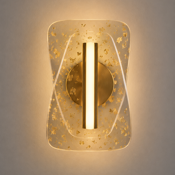 Gold 7W LED outdoor wall lamp with 3000K warm white light for entrances, patios, and exterior wall lighting WH 2603-20-GO-WW - Gemelli Collection
