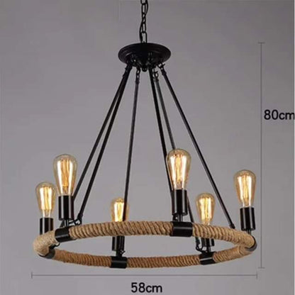 Vintage Hemp Rope Hanging Chandelier