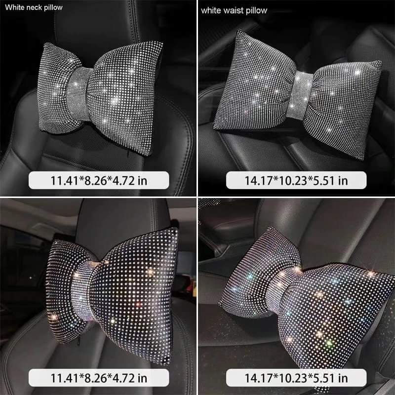Bowknot Car Headrest and Neck Pillow Set