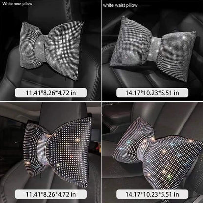 Bowknot Car Headrest and Neck Pillow Set