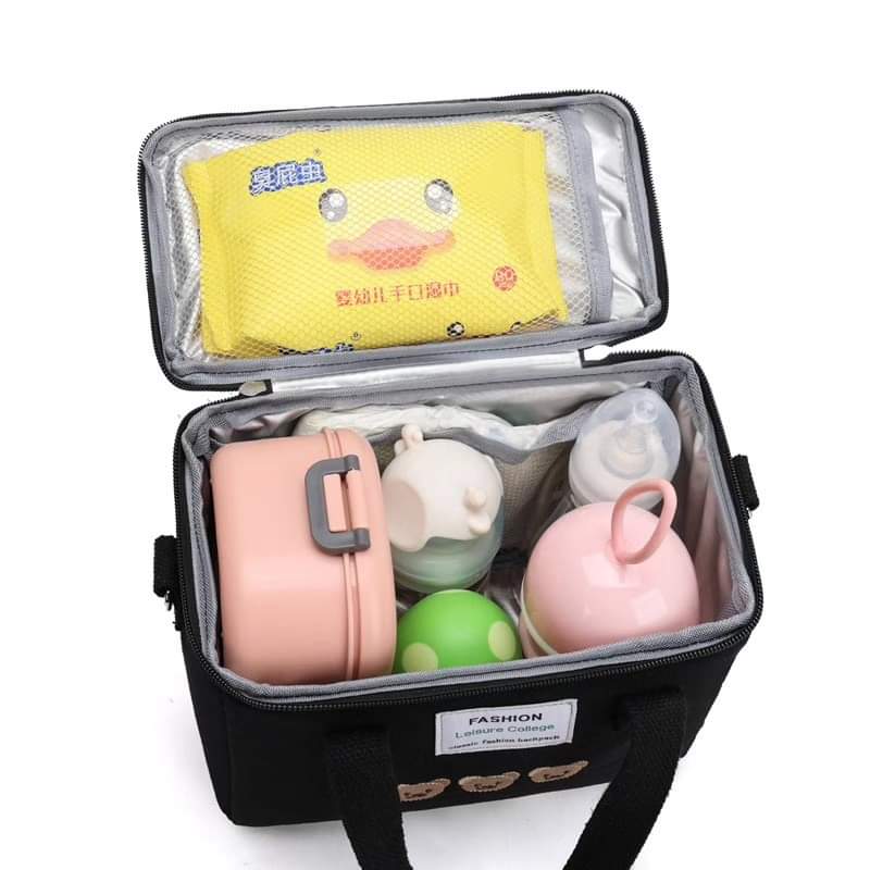 WHITE Fashion Cartoon Mommy Bear Lunch Bag