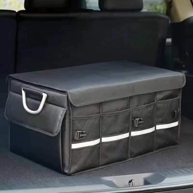 Gemelli Collections durable car trunk organizer with aluminum handle and multipurpose compartments