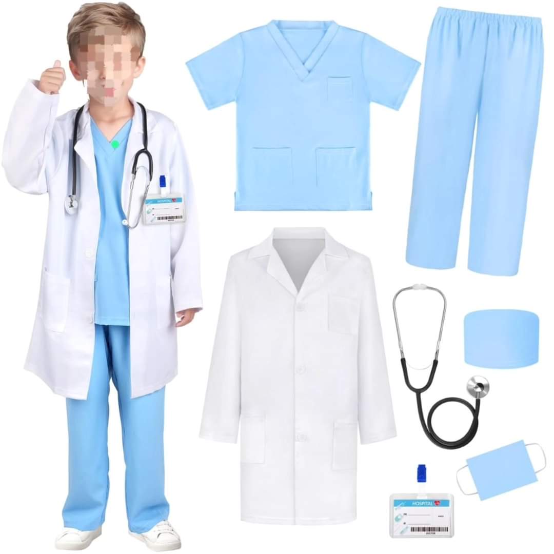 Professional children’s doctor and nurse costume set with accessories