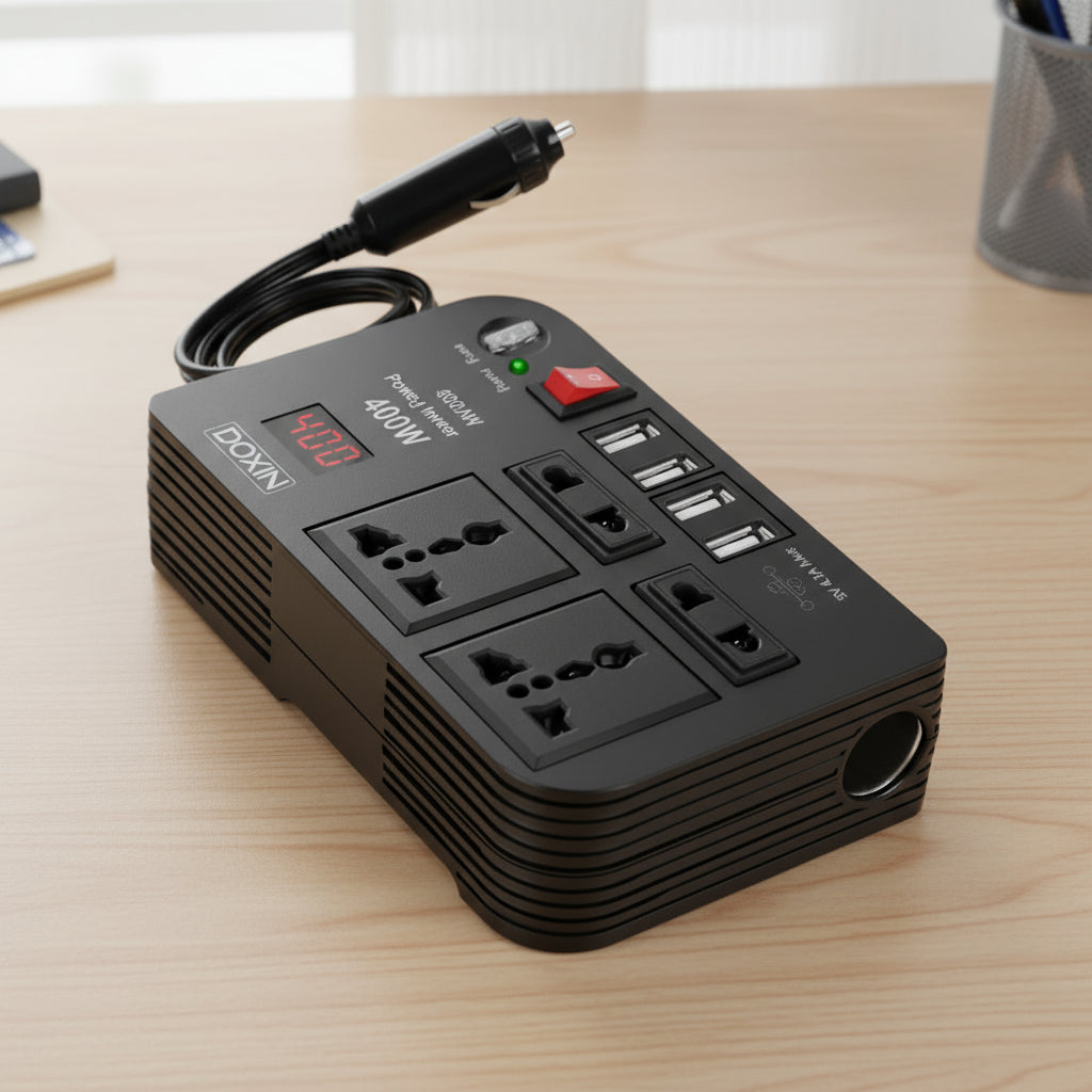 300W Car Power Inverter 12V to 220V Converter with 4 USB Ports and Dual AC Sockets
