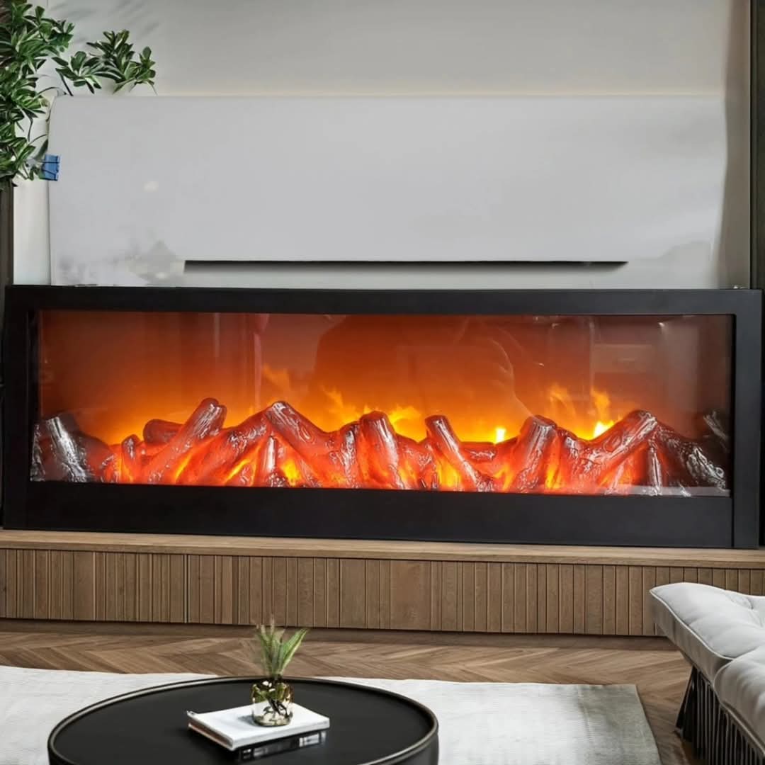 LED electric simulated fireplace flame lamp wall-mounted decorative heater 101×12×28 cm